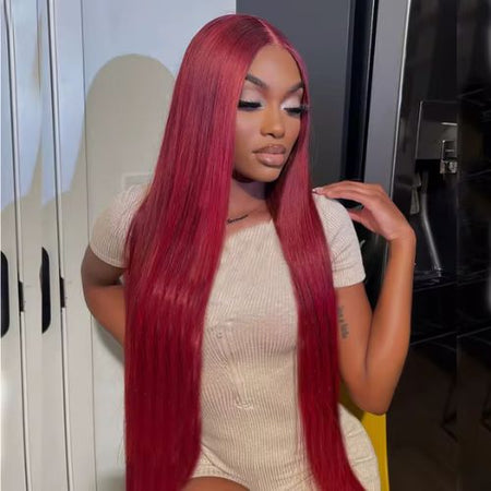 Lisse frontal Rouge bordeaux 13x4 13x6